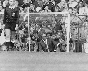 Manchester United manager Ron Atkinson watches from the dug-out Manchester United manager Ron Atkinson watches from the dug-out