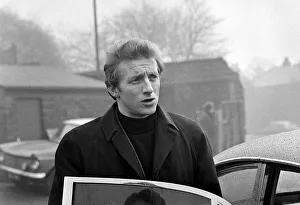 Manchester United player Denis Law arrives for training February 1969 Manchester United player Denis Law arrives for training February 1969