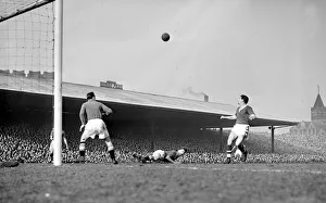 Core61 Gallery: Manchester United versus Cardiff City Roger Byrne heads almost into his own goal