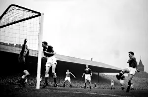 Manchester united versus Everton-action during the game October 1956 Manchester united versus Everton-action during the game October 1956