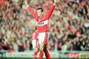 Images Dated 21st February 1998: Marco Branca celebrates the first goal for Middlesbrough against Sunderland at The