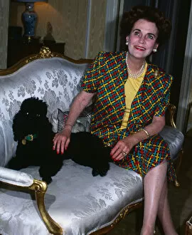 Margaret Duchess of Argyll with pet poodle September 1986