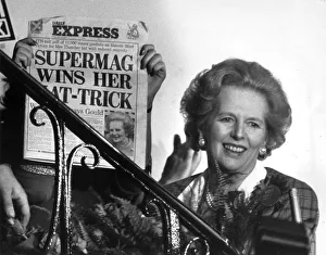 MARGARET THATCHER CELEBRATES HER THIRD GENERAL ELECTION WIN AT CONSERVATIVE CENTRAL MARGARET THATCHER CELEBRATES HER THIRD GENERAL ELECTION WIN AT CONSERVATIVE CENTRAL