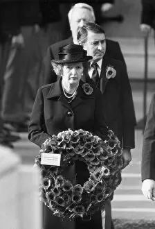 MARGARET THATCHER, DAVID STEEL AND EDWARD HEATH ATTEND THE ANNUAL REMEMBRANCE DAY SERVICE