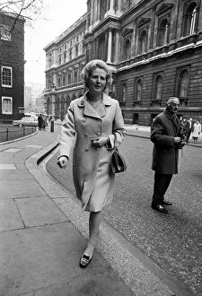 Margaret Thatcher Dec 1970 Leaing 10 Downing Street after cabinet Meeting