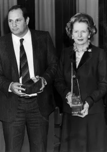 Margaret Thatcher and Eddie Shah receiving awards - October 1984 Margaret Thatcher and Eddie Shah receiving awards - October 1984