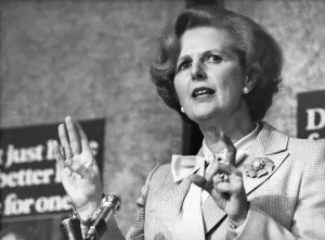 00047 Gallery: Margaret Thatcher gives a speech during a visit to Newcastle