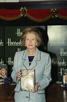 Images Dated 18th October 1993: Margaret Thatcher in Harrods signing copies of her memoir '