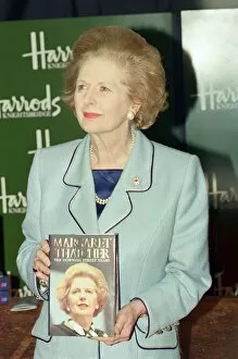 Images Dated 18th October 1993: Margaret Thatcher in Harrods signing copies of her memoir '