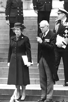 Images Dated 1st June 1985: Margaret Thatcher and husband Denis at St Pauls Cathedral for Falklands War memorial