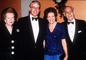 Images Dated 18th October 1995: Margaret Thatcher with John Major and Norma Major and her Husband Denis Thatcher at her