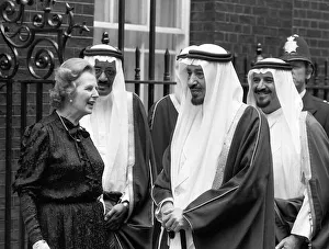 Margaret Thatcher June 1981 stands outside 10 Downing Street with King Khaled of Saudi Margaret Thatcher June 1981 stands outside 10 Downing Street with King Khaled of Saudi