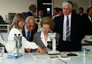 Images Dated 1st January 1987: Margaret Thatcher at Lothian & Borders Police lab 1987