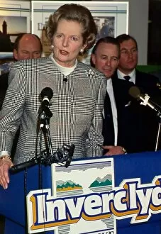 Margaret Thatcher making speech during a visit to Greenock, Scotland