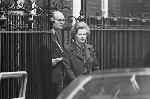 Images Dated 30th November 1982: Margaret Thatcher PM pictured outside Downing Street, London, 30th November 1982