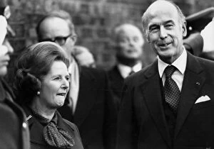Margaret Thatcher with President Valery Giscard D Estaing outside 10 Downing Street