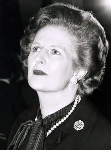 Margaret Thatcher Prime minister Coiffured hair Pearls Broach Margaret Thatcher Prime minister Coiffured hair Pearls Broach