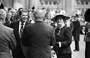 Images Dated 3rd June 1988: Margaret Thatcher, Prime Minister of the UK with Ronald Reagan, president of the USA