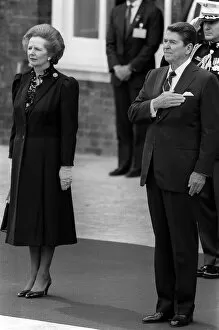 Margaret Thatcher and Ronald Reagan US President - 1984 during his visit to Britain