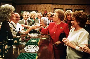 Margaret Thatcher in the Rovers Return - Jan 1990 with members of the cast of Margaret Thatcher in the Rovers Return - Jan 1990 with members of the cast of