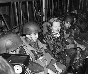 Images Dated 30th June 2011: Margaret Thatcher seen here during a visit to the Parachute Regiment