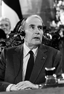 Images Dated 12th February 1986: Margaret Thatcher signs Chunnel Aggrement Feb 1986 with Francois Mitterrand