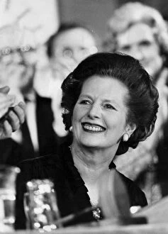 Images Dated 19th May 1983: Margaret Thatcher smiling at constituency meeting - May 1983