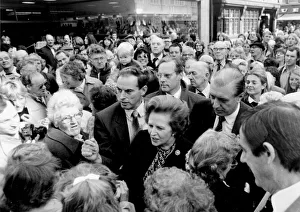 Margaret Thatcher surrounded by crowd during visit to Chester - September 1984 Margaret Thatcher surrounded by crowd during visit to Chester - September 1984