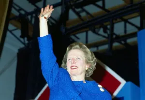 Margaret Thatcher waving her hand September 1986 Margaret Thatcher waving her hand September 1986