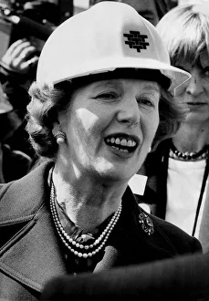 Margaret Thatcher wearing hard hat on visit to London Docklands - April 1984 Margaret Thatcher wearing hard hat on visit to London Docklands - April 1984