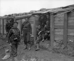 Marines seen here in their bomb proof shelters at the last line of defence on the Lierre Marines seen here in their bomb proof shelters at the last line of defence on the Lierre