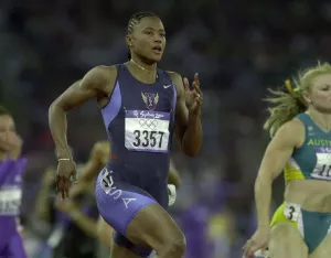 Marion Jones in the 200m heats Sydney Olympic Games 2000 September 2000 Marion Jones in the 200m heats Sydney Olympic Games 2000 September 2000