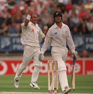 Mark Butcher celebrates wicket of Astle July 1999 during first day of the first Mark Butcher celebrates wicket of Astle July 1999 during first day of the first