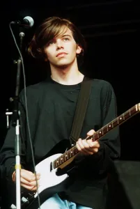 Mark Gardener singer guitarist with Ride 1990 on stage at Reading Festival Mark Gardener singer guitarist with Ride 1990 on stage at Reading Festival