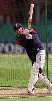 Images Dated 4th August 1998: Mark Ramprakash August 1998 England Cricket Player in the nets practising batting at