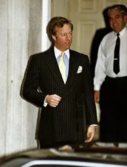 Mark Thatcher, son of Margaret Thatcher leaves Number 10 Downing Street. 1990s