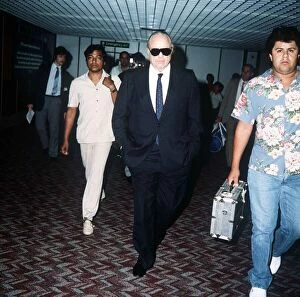 Marlon Brando Actor arriving at Heathrow Airport from Los Angeles June 1986