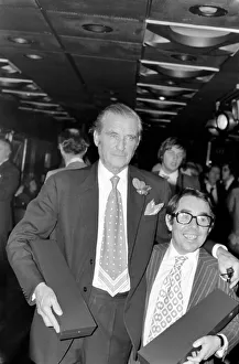 The Marquis of Bath with comedian Ronnie Corbett holding their awards at the Tie The Marquis of Bath with comedian Ronnie Corbett holding their awards at the Tie