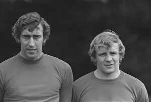Martin Chivers and Francis Lee during an England training session before the European