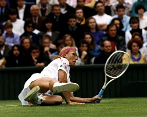 Martina Navratilova in action against Elna Reimach Martina Navratilova in action against Elna Reimach