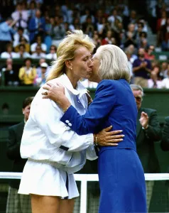 Images Dated 1st July 1990: Martina Navratilova receiving kiss from Duchess of Kent after 9th Title in Singles