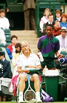 Martina Navratilova has a rest during her match at Wimbledon 1992 Martina Navratilova has a rest during her match at Wimbledon 1992