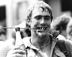 Marty Coveney returns from the Falklands War with a drink, a grin and a rose Marty Coveney returns from the Falklands War with a drink, a grin and a rose