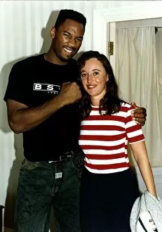 Images Dated 4th November 1992: Mary Kemp Daily Mirror Journalist With Heavyweight Boxing Champion Lennox Lewis