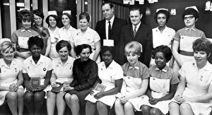 The matron of Walsgrave General Hospital, Miss Madden, with nurses who have collected
