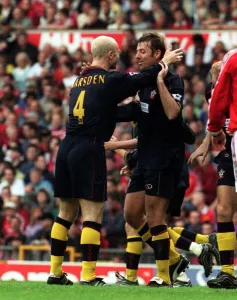 Matt le Tissier and Chris Marsden celebrate goal Sept 1999 against Manchester Matt le Tissier and Chris Marsden celebrate goal Sept 1999 against Manchester