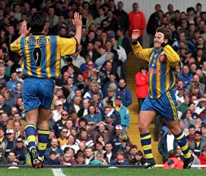 Images Dated 28th April 1996: Matt Le Tissier Southampton Football Player celebrates after scoring a goal