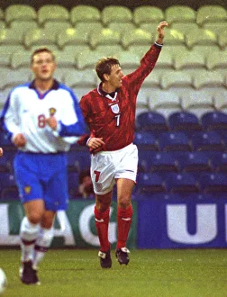 Matthew Le Tissier celebrates after goal April 1998 for England B team against Matthew Le Tissier celebrates after goal April 1998 for England B team against