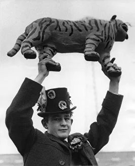 May 1966 Neil Kirk holding up the Hull City tiger mascot May 1966 Neil Kirk holding up the Hull City tiger mascot