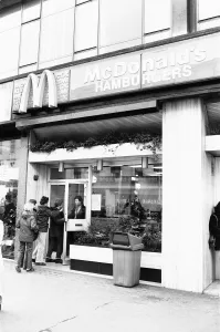 McDonald's Hamburgers cafe in the west end of London opens it's door McDonald's Hamburgers cafe in the west end of London opens it's door
